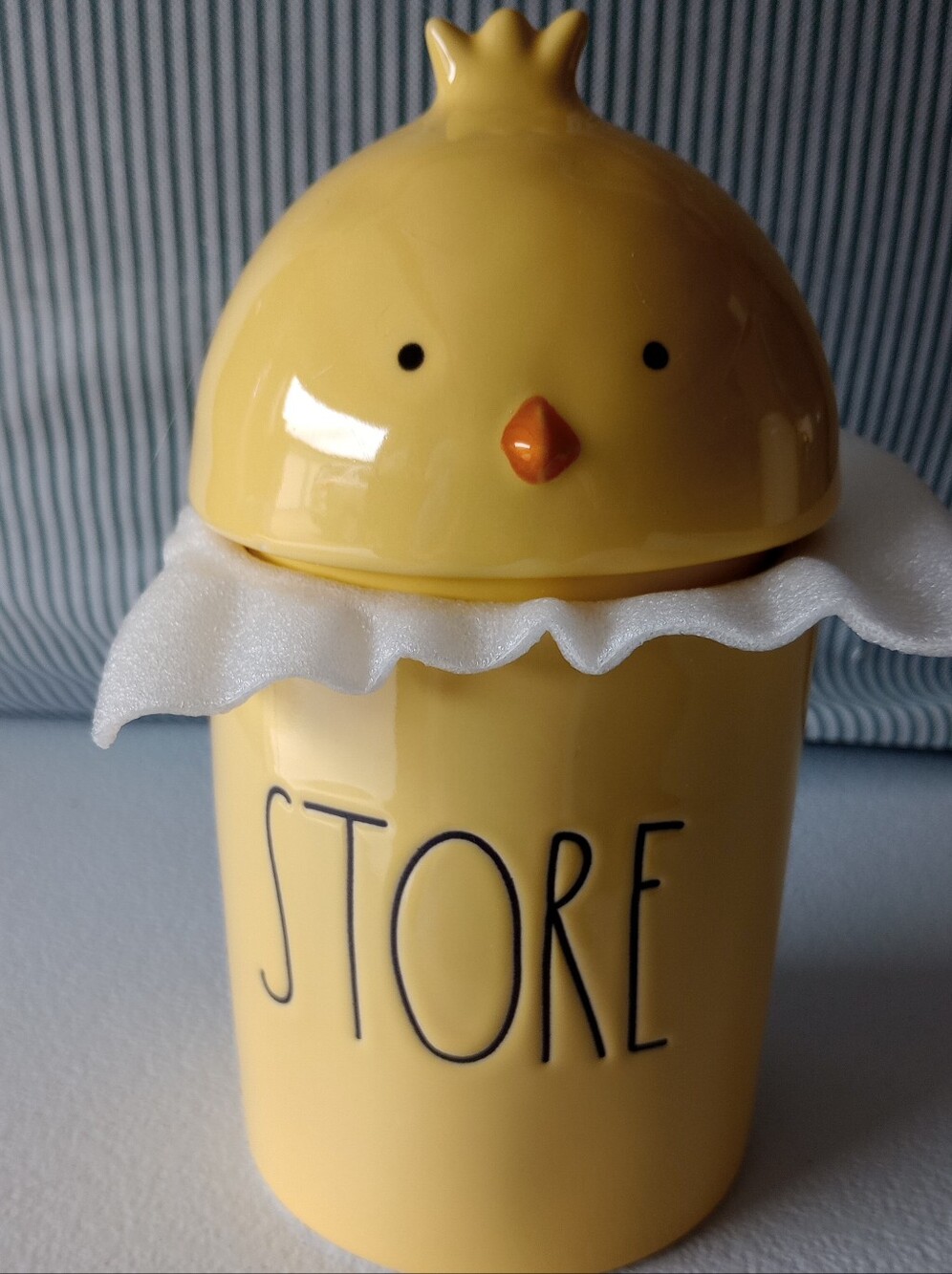 NIB Rae Dunn Yellow Ceramic Cotton "Store" Jar